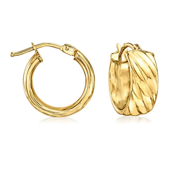 Ross-Simons Jewelry - Genuine 18kt Yellow Gold Hoop Earrings. 1/2". Perfect for everyday wear!